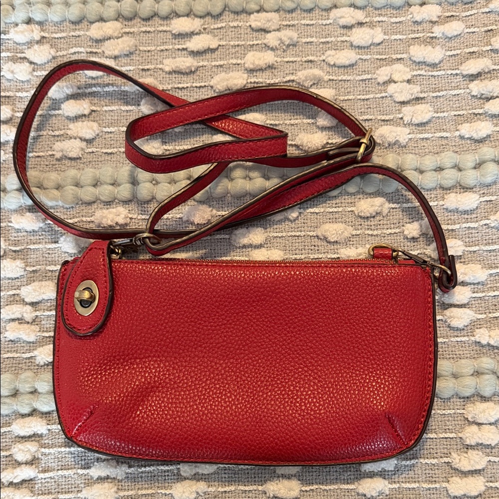Joy Susan Red Pebbled Leather Crossbody Bag